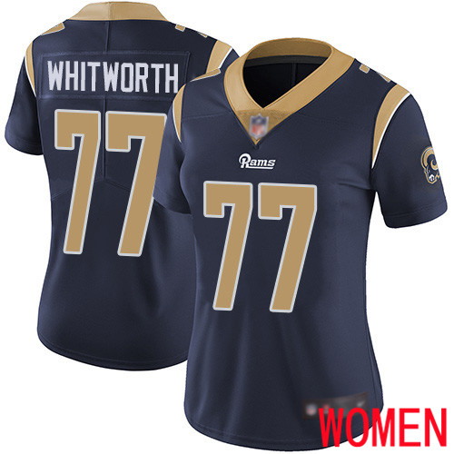 Los Angeles Rams Limited Navy Blue Women Andrew Whitworth Home Jersey NFL Football #77 Vapor Untouchable->los angeles rams->NFL Jersey